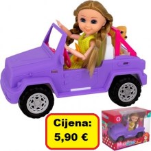 Lutka u autu s kućnim ljubimcem